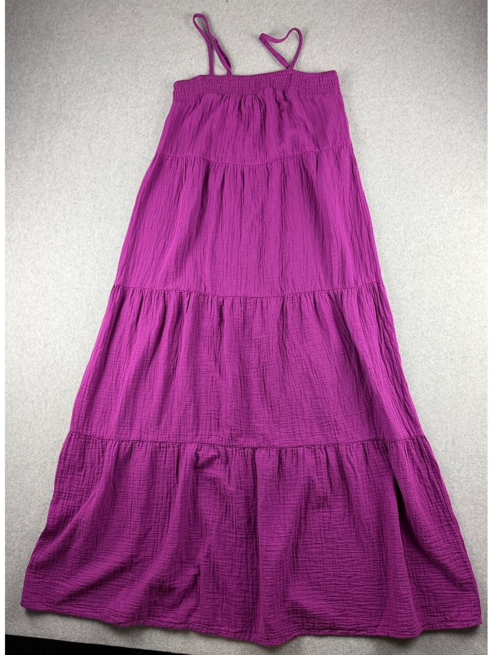 NWT Bobi Los Angeles Gauze Tiered Maxi Dress M Purple Cotton Boho